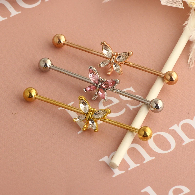 tainless Steel Man Industrial Barbell Arrow Bulk Cone Dragon Long Bridge Earring Transversal Piercing Unisex Jewelry