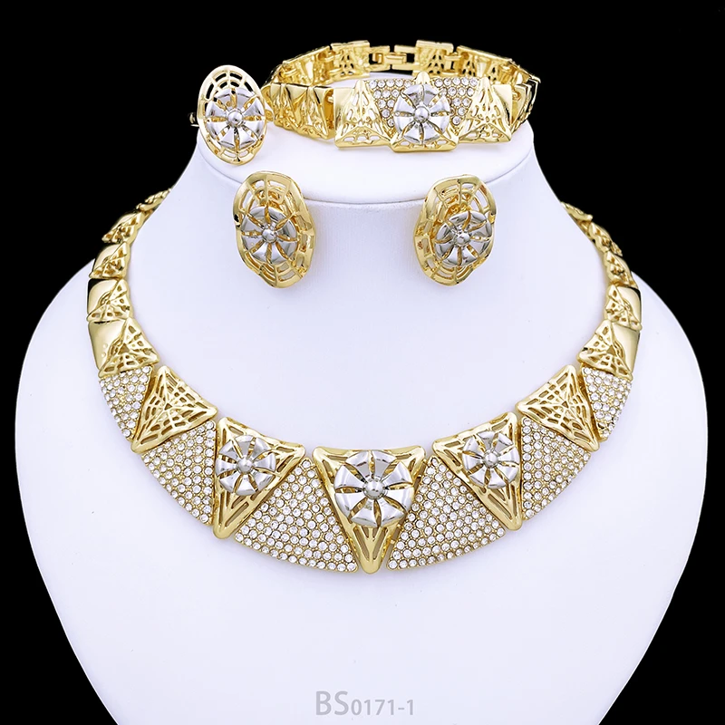 Jewelry Sets For Women Gold Color Necklaces Set Rheinstone Jewelry