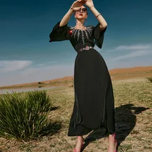 

Ramadan Eid Abaya Dubai Turkey Muslim Dress Islamic Clothing Satin Dresses for Women Caftan Marocain De Soiree Robe Longue Femme