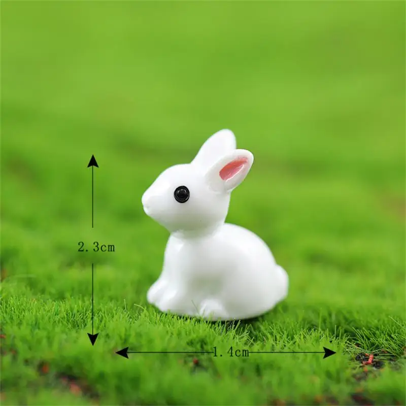 10-50 sztuk Mini żywiczne króliczki miniaturowe postacie 3D mały biały królik Ornament mikro element dekoracji krajobrazu dekoracja do domku dla lalek rzemiosła Diy