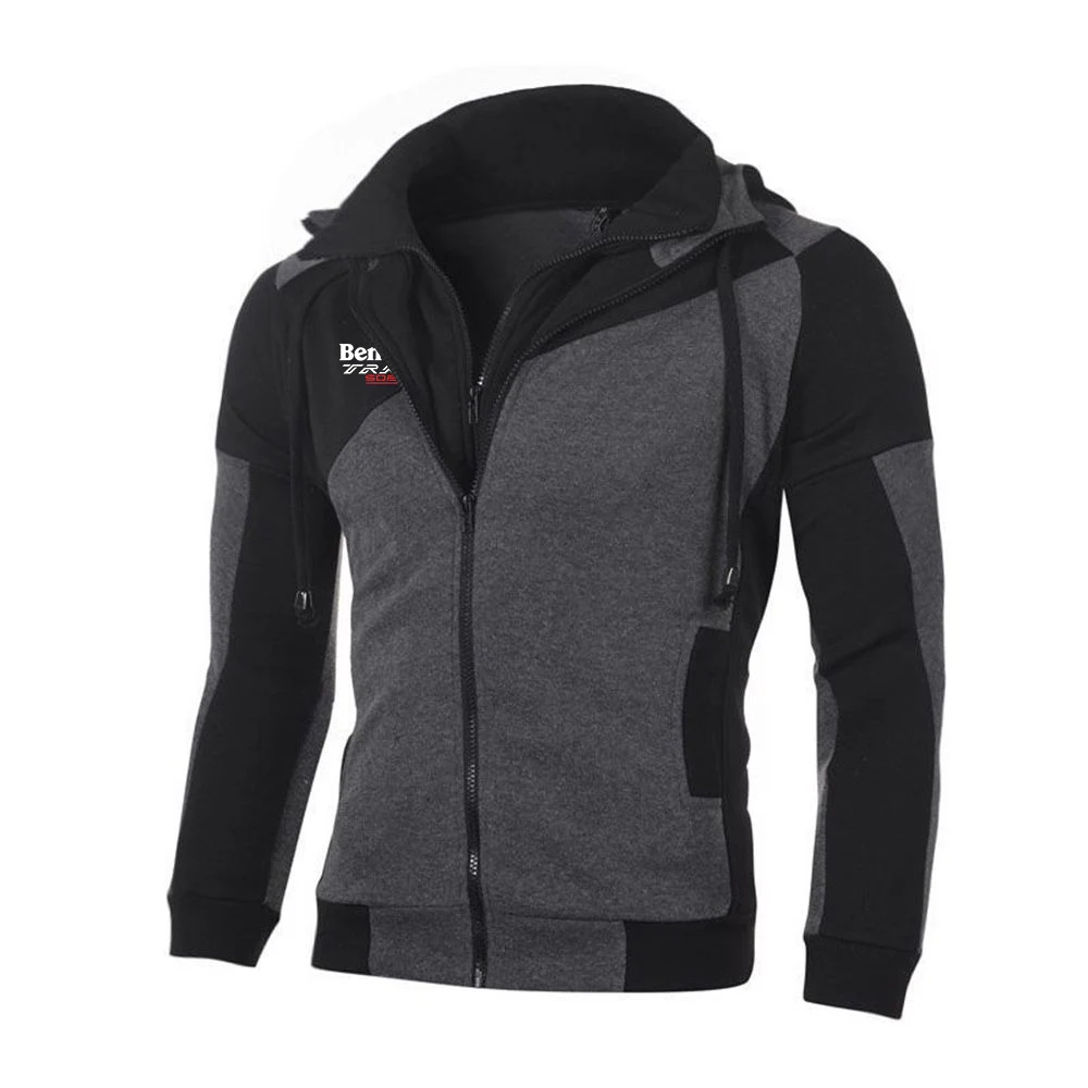 Benelli TRK 502X printing fashion 2023 new men's spring and autumn stitching sportswear hoodie high quality slim sweater coat.