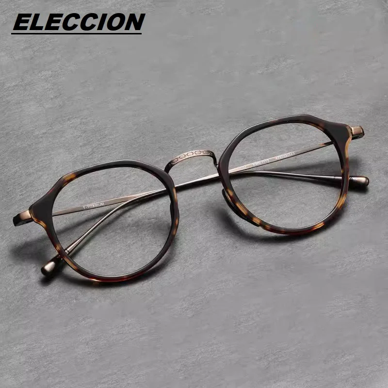 

ELECCION High-quality Acetate Titanium Glasses Frame Men Women Eyeglasses Optical Myopia Spectacle Frame 1113