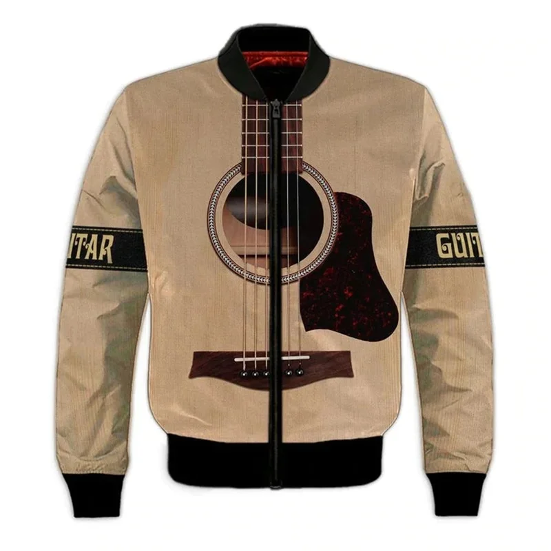 thumbnail image 1 of Chaqueta con estampado de guitarra para hombre, abrigo con estampado 3D de instrumentos musicales, sudaderas casuales de moda, chaquetas holgadas con cremallera, camisetas de manga larga, 1 of 4