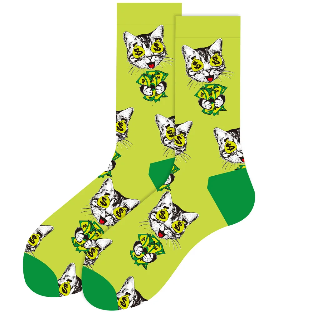 2023 Autumn winter new animal middle tube socks geometric men\'s socks funny skull socks smiling face female socks