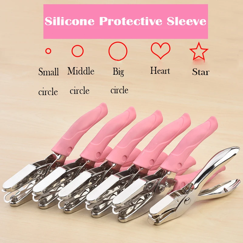 

Tenwin с отверстием для телефона, в форме сердца, круга, звезды, металлическая ручная Скрапбукинг, «сделай сам», бумага с листьями россыпью, школьная и офисная обвязка, канцелярские принадлежности