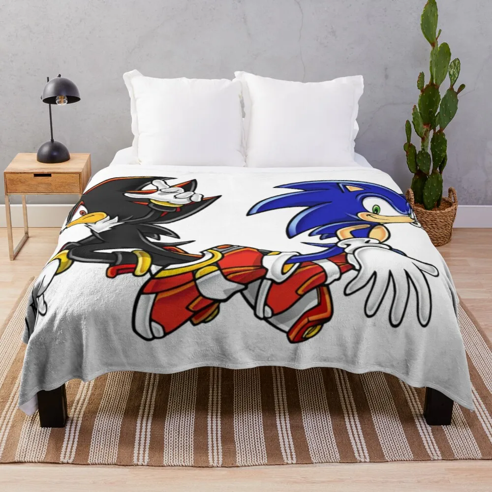 Black Shadow Vs Blue Hedgehog Coperta Morbida Coperta Soffice Shaggy Warm Bed Alla Moda