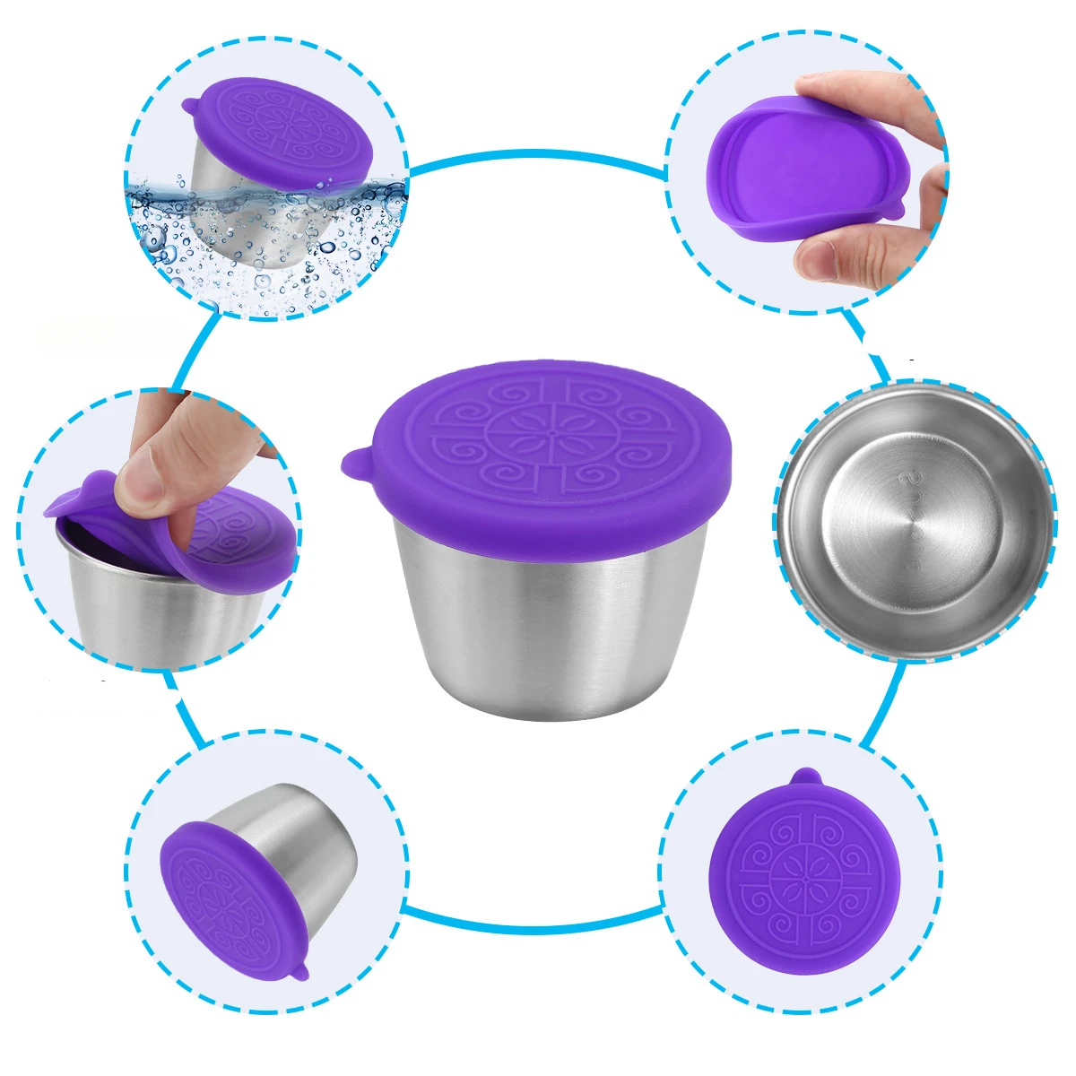 50/70ML Sauce Cup Reusable Salad Box for Lunch Box Picnic Travel Salad Condiment Containers with Lids Leak Dipping Sauce Cups 4