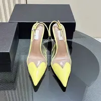2025 New Women'S Heart Shape Sandals  Summer French Toe Back Hollow Pointed Transparent Pvc Fashion Red High Heels