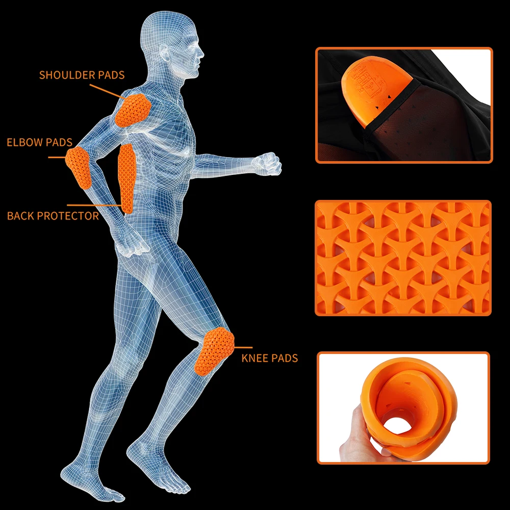 WOSAWE CE Certified Motorcycle Back Protector Universal Anti-Shock Rider Armor Insert Jacket Back Spine Protective Pad