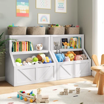 Kids Wooden Bookcase & Toy Storage Organizer Cabinet 1
