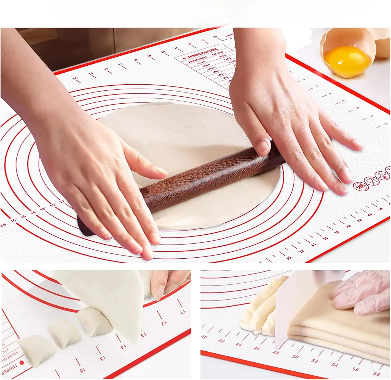 1PCS Silicone Baking Mat Kneading Pad Dough Mat Pizza Cake Dough Maker Kitchen Cooking Grill Non-Stick Gadgets Bakeware