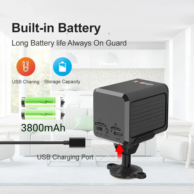 LS VISION 5MP 4G Sim Mini Camera Wifi 3800mAh Battery CCTV Security Camera Intercom PIR Detection Surveillance IP Camera Ubox 3