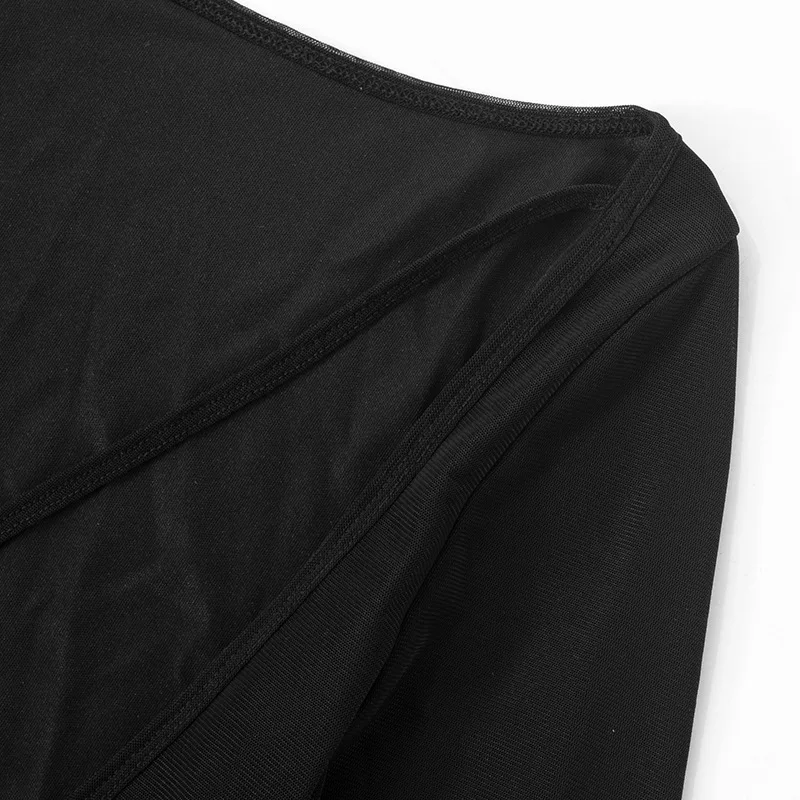 Mesh Backless Fashion Dress For Women Sexy Long Sleeve Lace-Up Slim Patchwork Bandage Dress Women's Solid Autumn Dress New