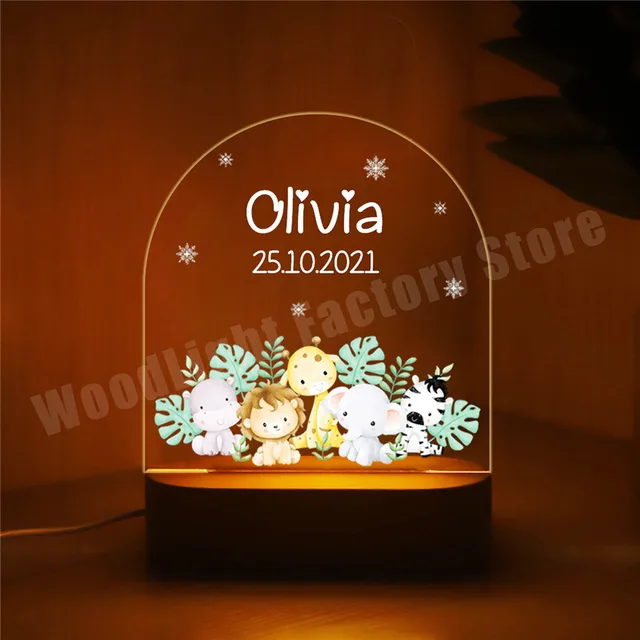 Lampada da notte personalizzata per bambini Safari lampada personalizzata  per animali da nascita con illuminazione calda/RGB per la decorazione della  tavola della camera da letto dei bambini 12 Style - AliExpress