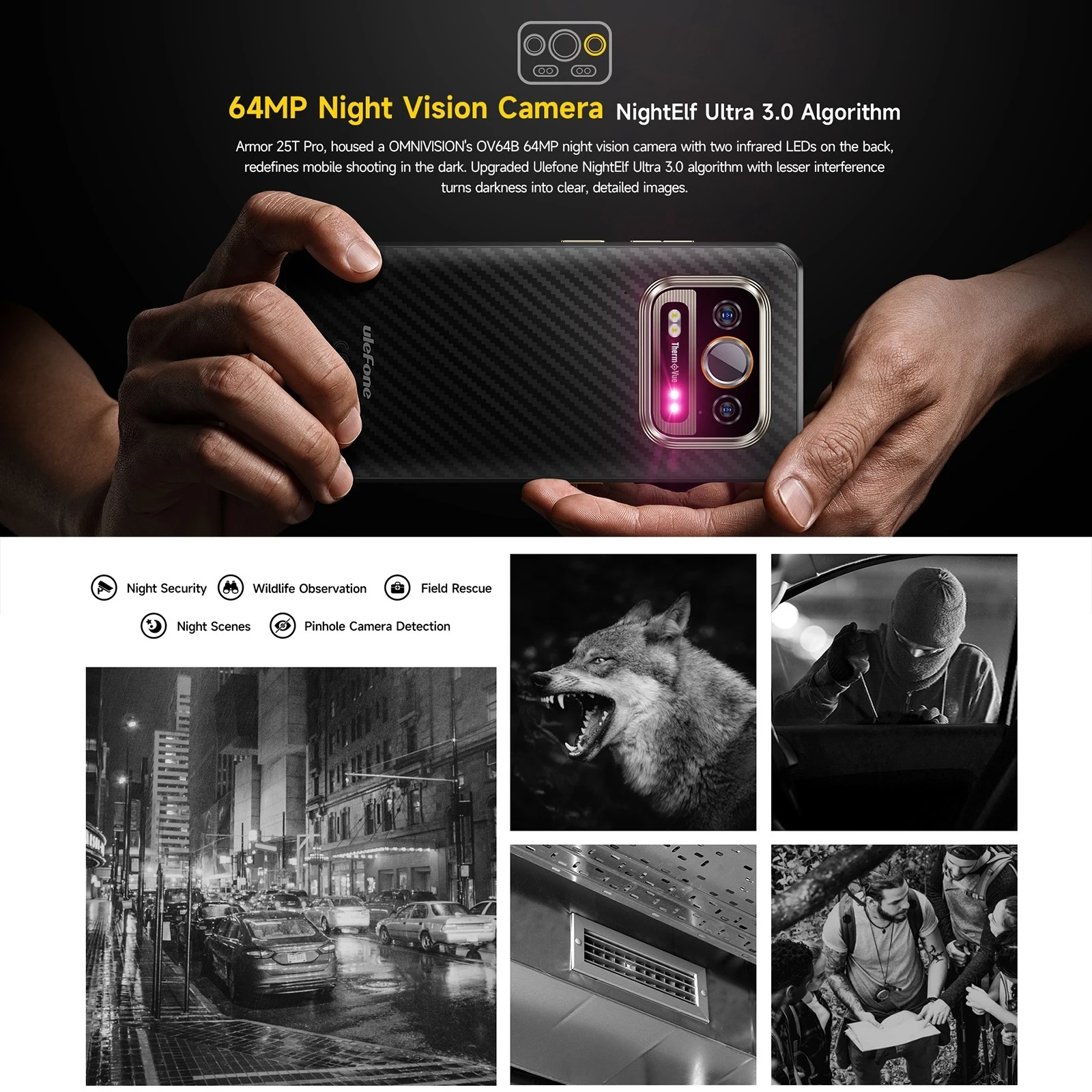 Ulefone Armor 25T Pro 5G Rugged Smartphone 6GB+256GB  6.78'' Thermal Imaging Android 14 33W 50MP+64MP 6500mAh NFC 5G Smartphone