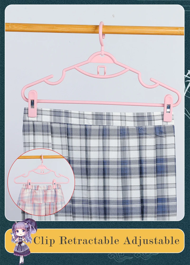 Description Picture 6 of item5/10PCS Multifunctional Clothes Hanger With Clip Set Of Hangers Space Saving Non-Slip Storage Women's Skirt Clothes Organizer