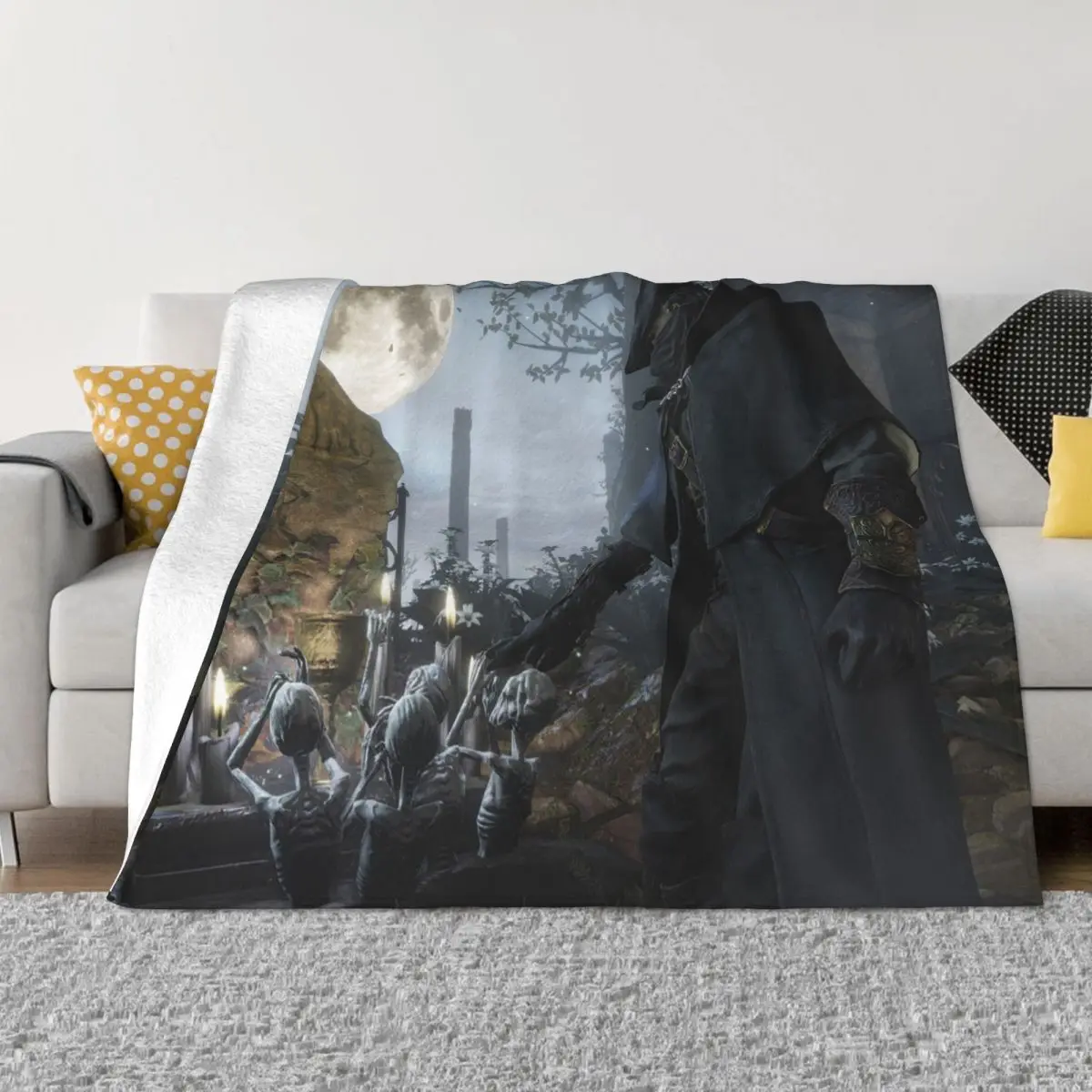 

Bloodborne The Old Hunters Blanket Velvet Skull Game Warm Throw Blanket for Bedding Couch Bedroom Quilt