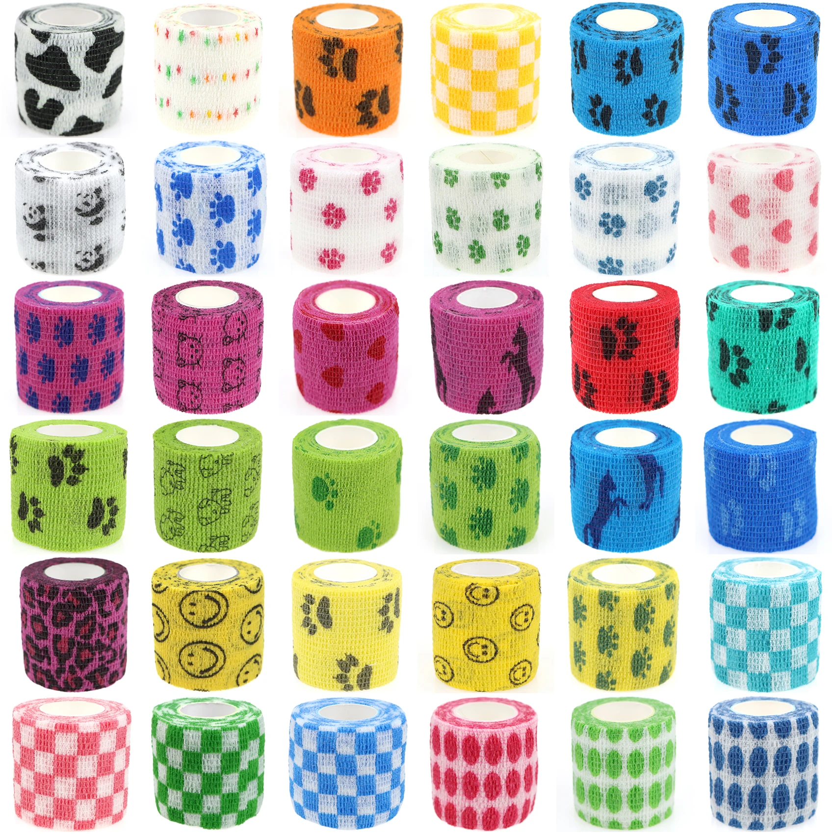 24RollsElasticBandageSelfAdhesiveBandageWrapCohesiveTapeVet