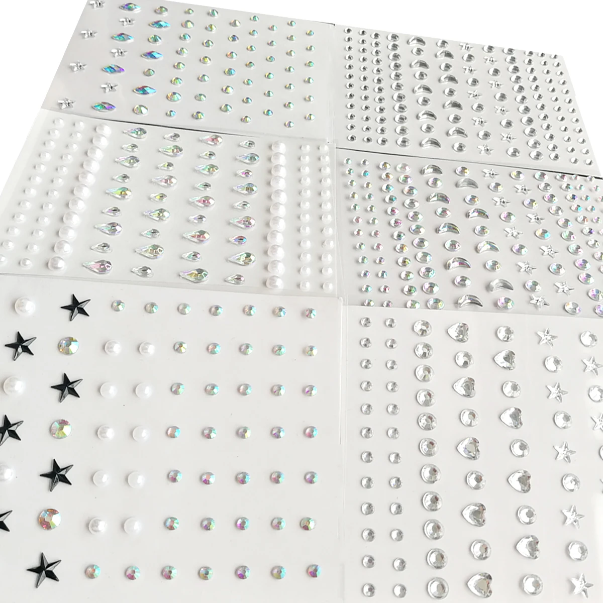 3D Eyes Face Makeup Temporary Tattoo Self Adhesive Beauty White Pearl Jewels Stickers Festival Body Art Decorations Nail Diamond 3