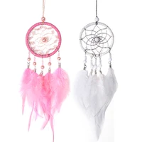 Handmade Dream Catcher with Feather Wall Car Home Hanging Decor White 1