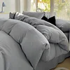Solid Cotton Bedding Set For Boys with Sheet Duvet Cover Pillowcase Single Couple Bedsheet King Queen Double Twin Size Bed Linen 5