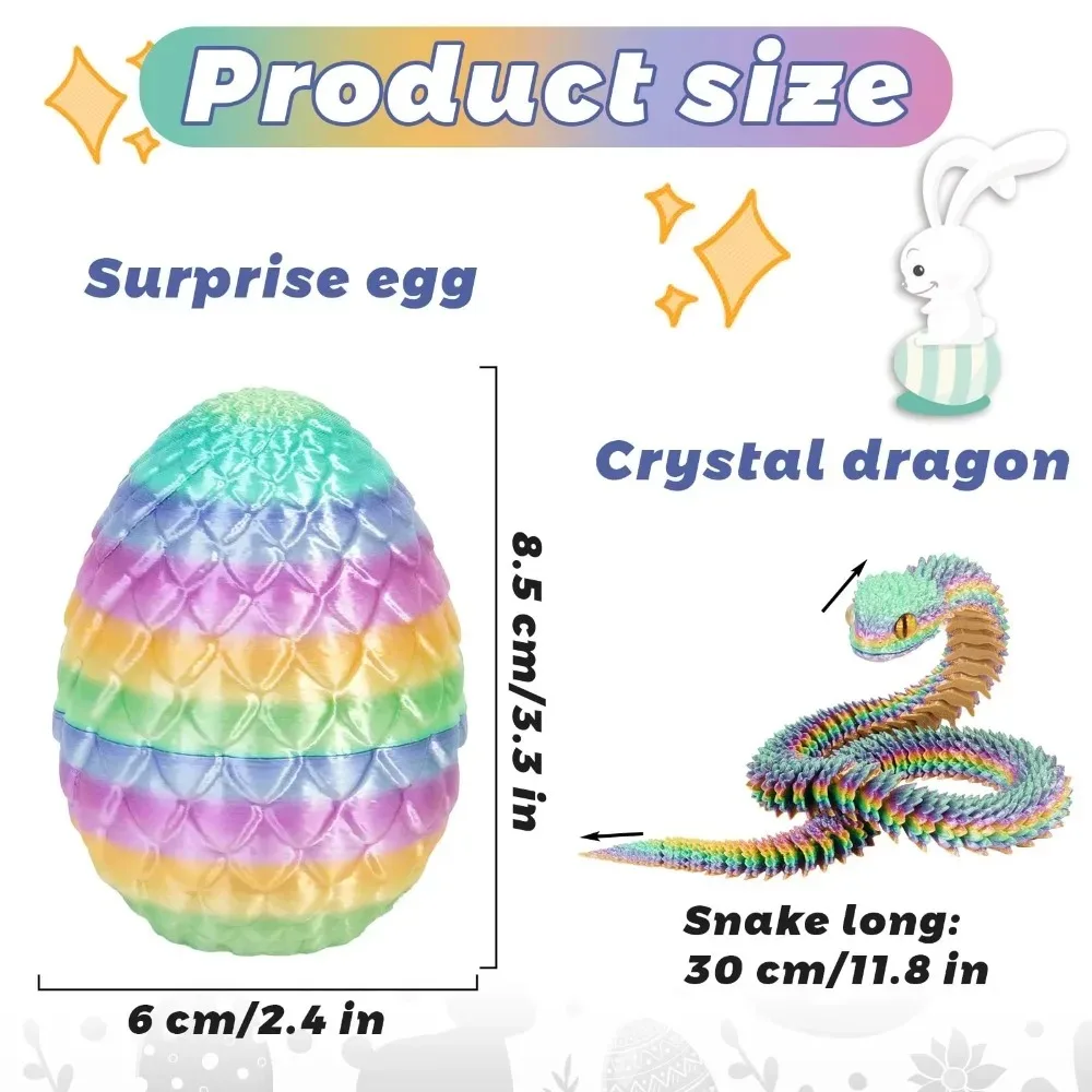 3D Printed Snake with Egg Joint Mobility Simulate Snake Ornament Desktop Home Animal Decoration Kids Desktop accessories