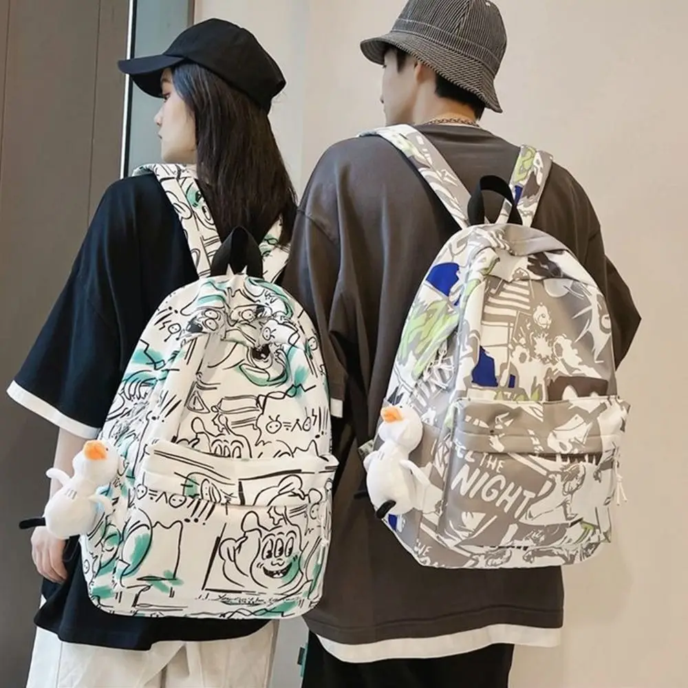 New Fashion Large Capacity Backpack Graffiti Trend Korean Style Schoolbag Ultra-light Travel Knapsacks 1
