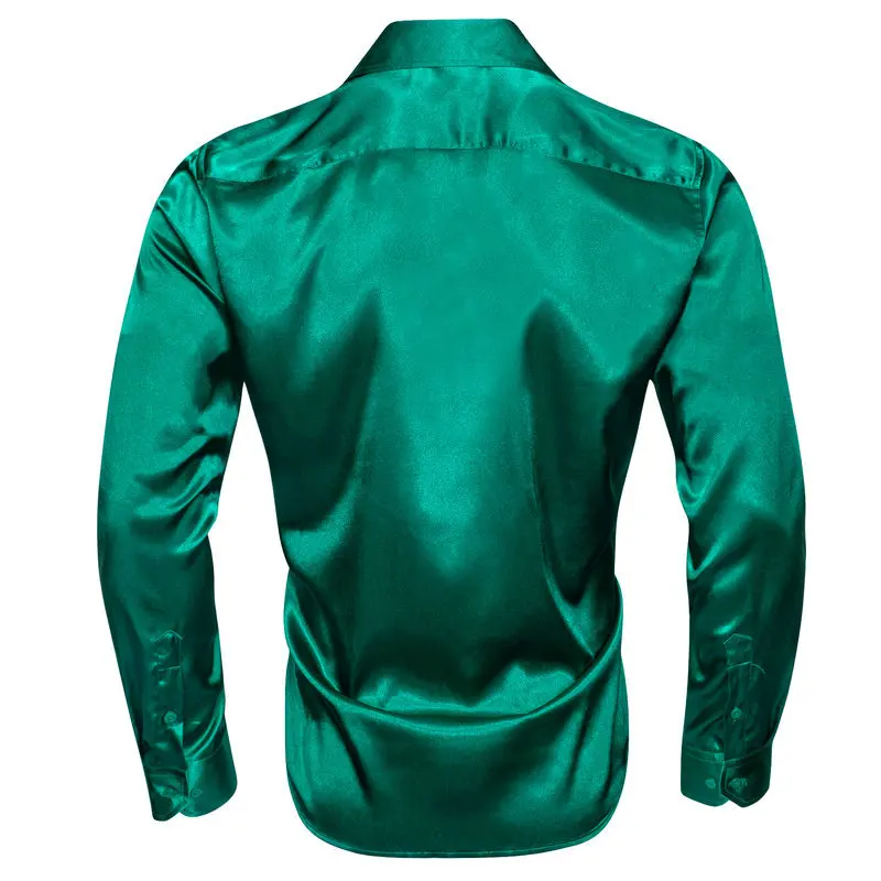 green emerald velvet dress Men's Emerald Long Sleeve Slim Fit Solid Dress Shirts – OmegaTux main image 0