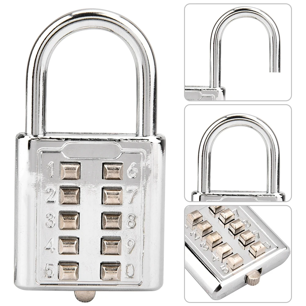 10-Digit Combination Padlock for Secure Locking Push Button Password Lock for Luggage Toolbox Locker