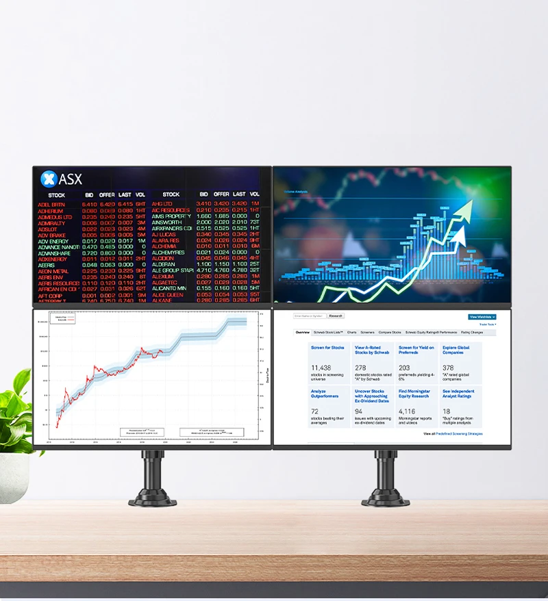 Full Motion Lcd tv Mount Mola de Gás Duplo Monitor Desk Holder Braço 212kg H180 2232 Braçadeira de Braço Grommet Novo nb - Image 2