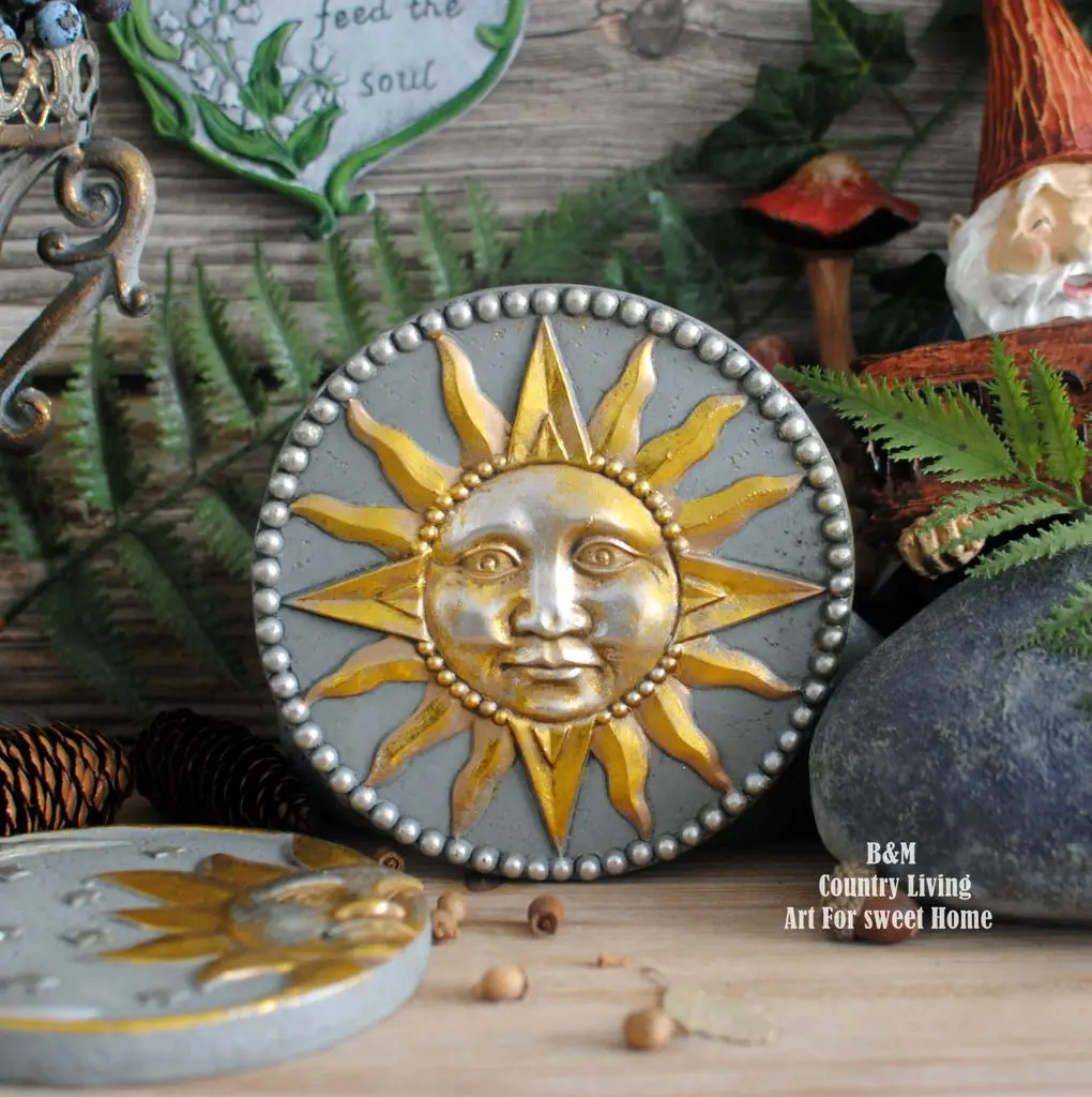 

Buy a pair of free shipping American vintage old sun moon god garden small cement pendant ornaments