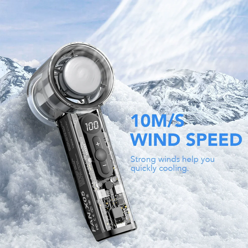 Ice Compress Portable Fan Semiconductor Refrigeration High-speed Fan USB Rechargeable Handheld Outdoor Turbo Fan Air Conditioner