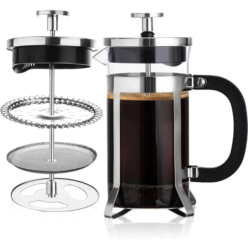 French Coffee Machine Coffee Press Filter Press Milk Frother Stainless Steel Bracket Heat-resistant Glass 1 French Coffee Machine Coffee Press Filter Press Milk Frother Stainless Steel Bracket Heat-resistant Glass 1