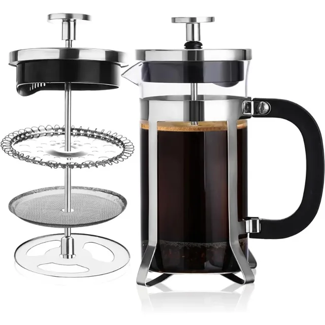 French Coffee Machine Coffee Press Filter Press Milk Frother Stainless Steel Bracket Heat-resistant Glass 1