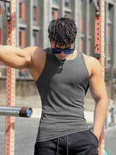  Summer New Men's Cotton Round Neck Oversized Sleeveless T-Shirt Gym Sports Fitness Running Training Bodybuilding Tank Top 