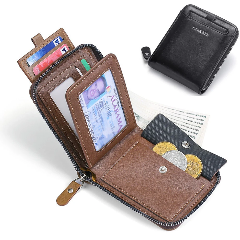 Wallet For Men Short Term Business Money Clip PU Leather Double Fold Pursey  Light Luxury Open Card Holders Billeteras De Hombre - AliExpress