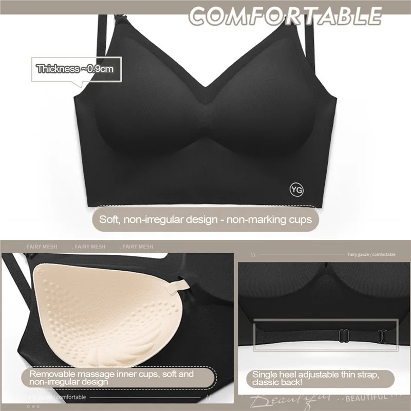 Women Lingerie Bras Sexy U-shaped Back Lingerie Female Inner Wear Undershirt Without Trace Backless Triangle Cup Polymerization