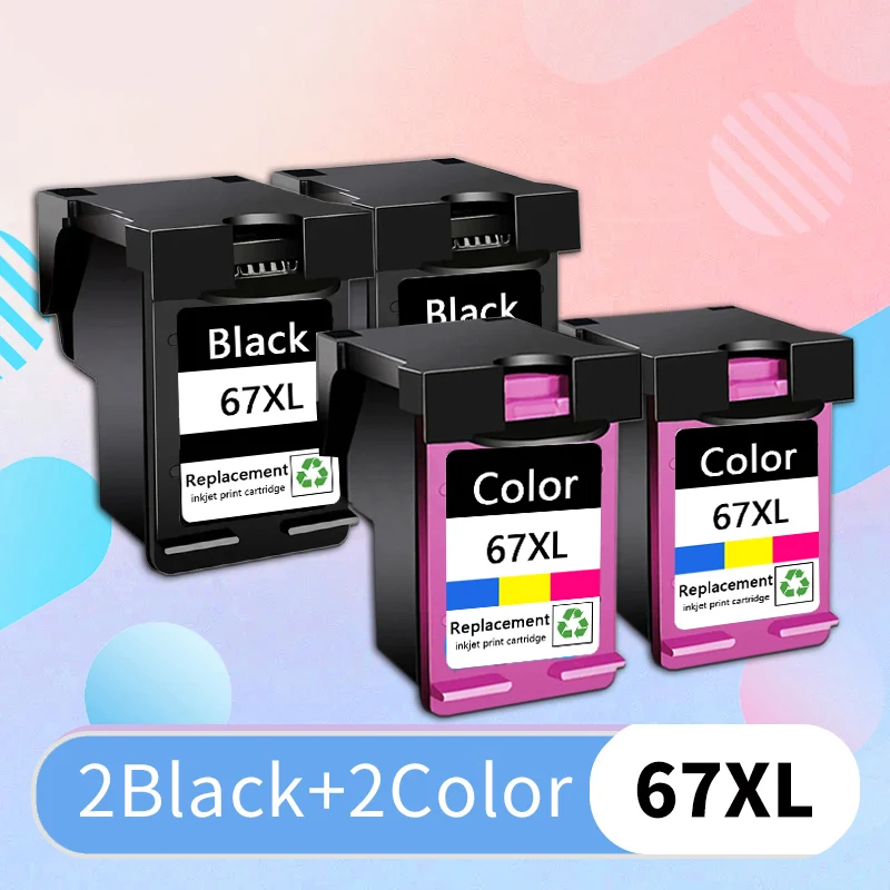 

67XL Remanufactured for HP 67 67 XL Refilled Ink Cartridge for HP Deskjet 2700 2723 2330 6020 2320 2331 Printer
