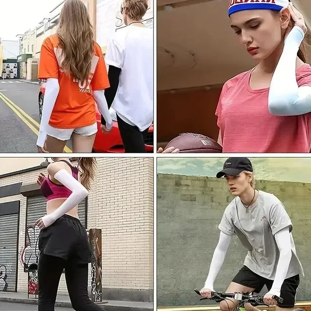 Summer Cooling Arm Sleeves UV Sun Protection Arm Covers Breathable Stretchy Ice Silk Sleeves for Outdoor Sports Cycling Golf 6