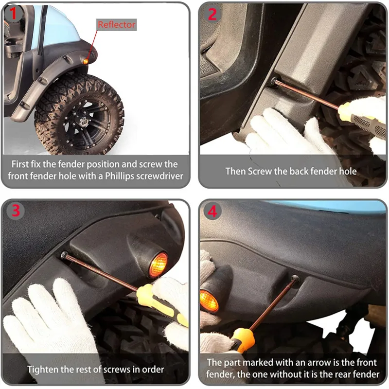 Description Picture 4 of itemGolf Cart 4 Fender Flares For Club Car DS Precedent,Yamaha G22 G29,EZGO RXV and TXT