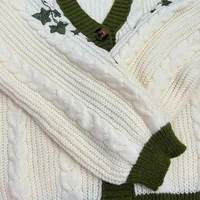 Evermore Cardigan Taylor Version Green Vine Embroidered Button Down Cable Knit Sweater Women Fall Winter Vintage Outfit 2