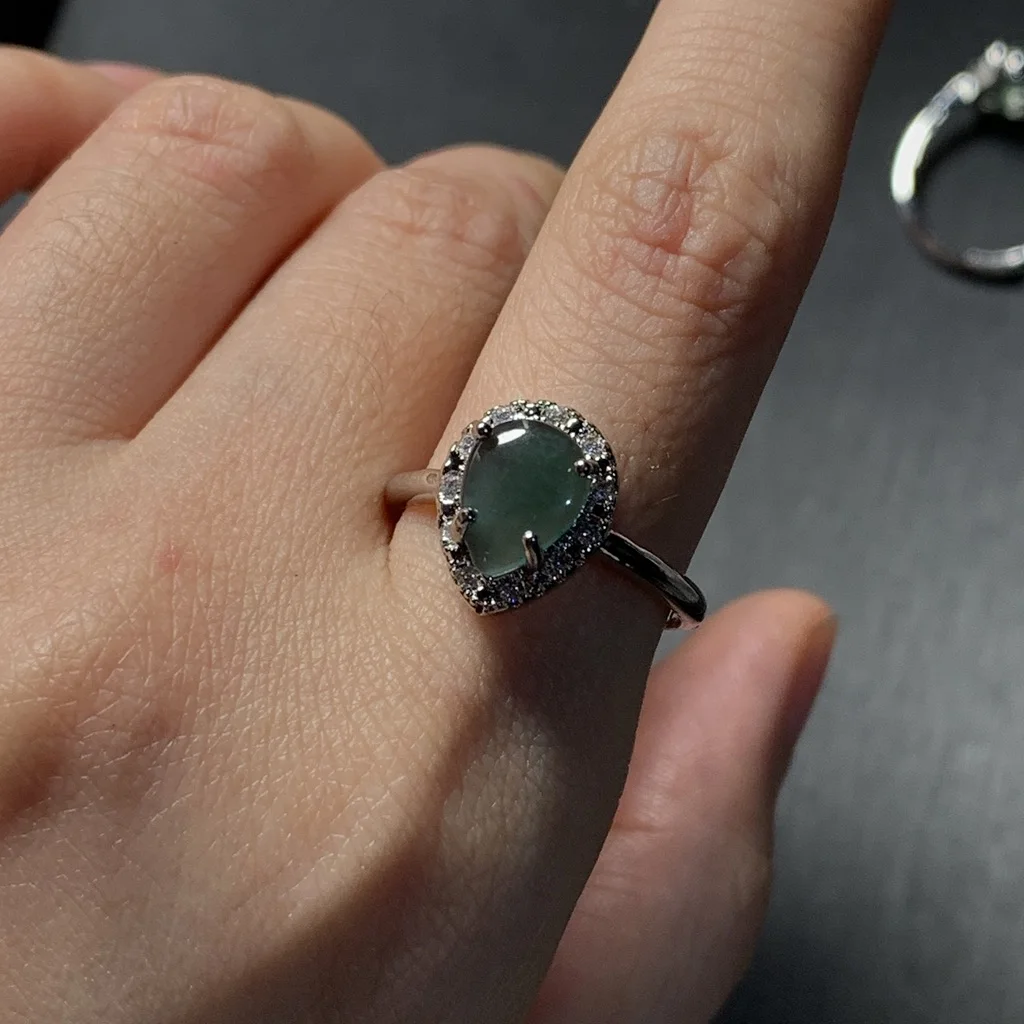 Natural Burma Jade Ring Adjustable Female Ring Jewelry for Women Gift Wholesale High Quality Vintage Fine