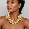 Collier multi-rangs texturé effet lave avec perles pour femme et fille, idéal pour mariage et soirée