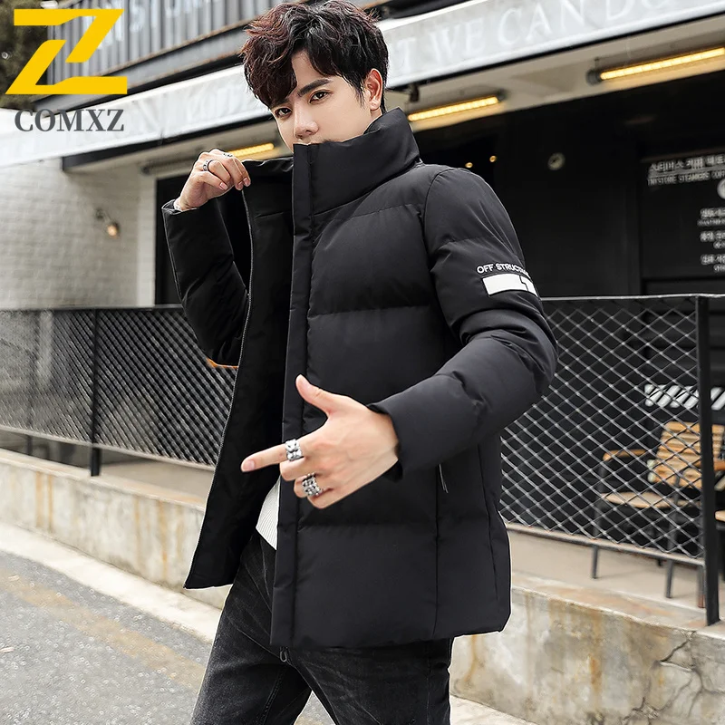 ​Men Solid Color Cotton Jacket Autumn Winter Loose Fit Coat Warm Thickened Outerwear Waterproof Windproof Casual Sports Workwear