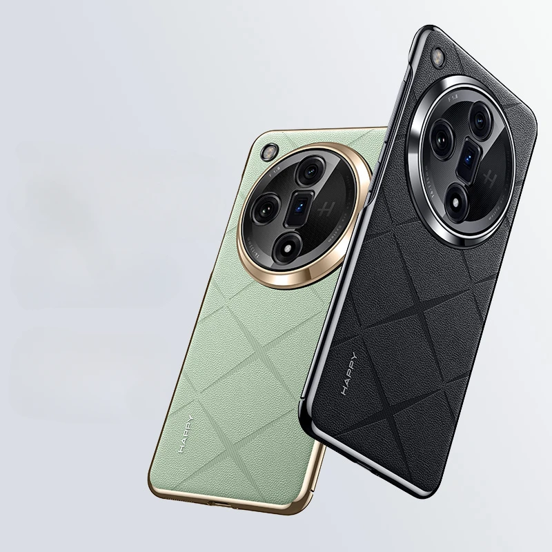 Luxury Leather Phone Cover with Plated Camera Lens Protection - Elegant Hard Back Case