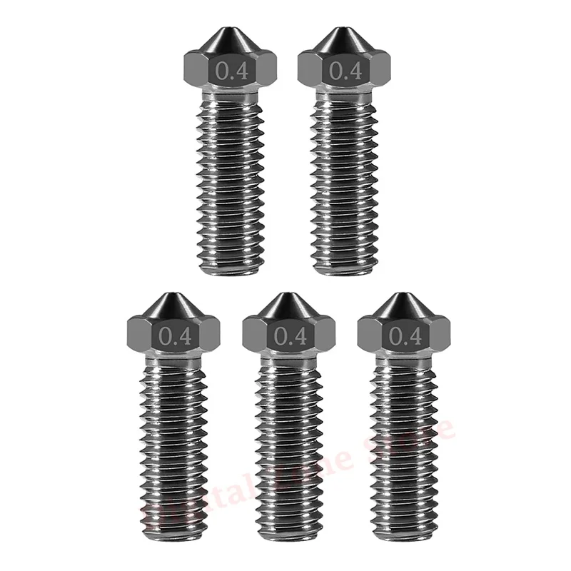 

5Pcs Hardened Steel 0.4mm E3D V6 Nozzles M6 Volcano Nozzles 1.75mm Filament for J-Head Hotend Extruder 3D Printer Nozzle