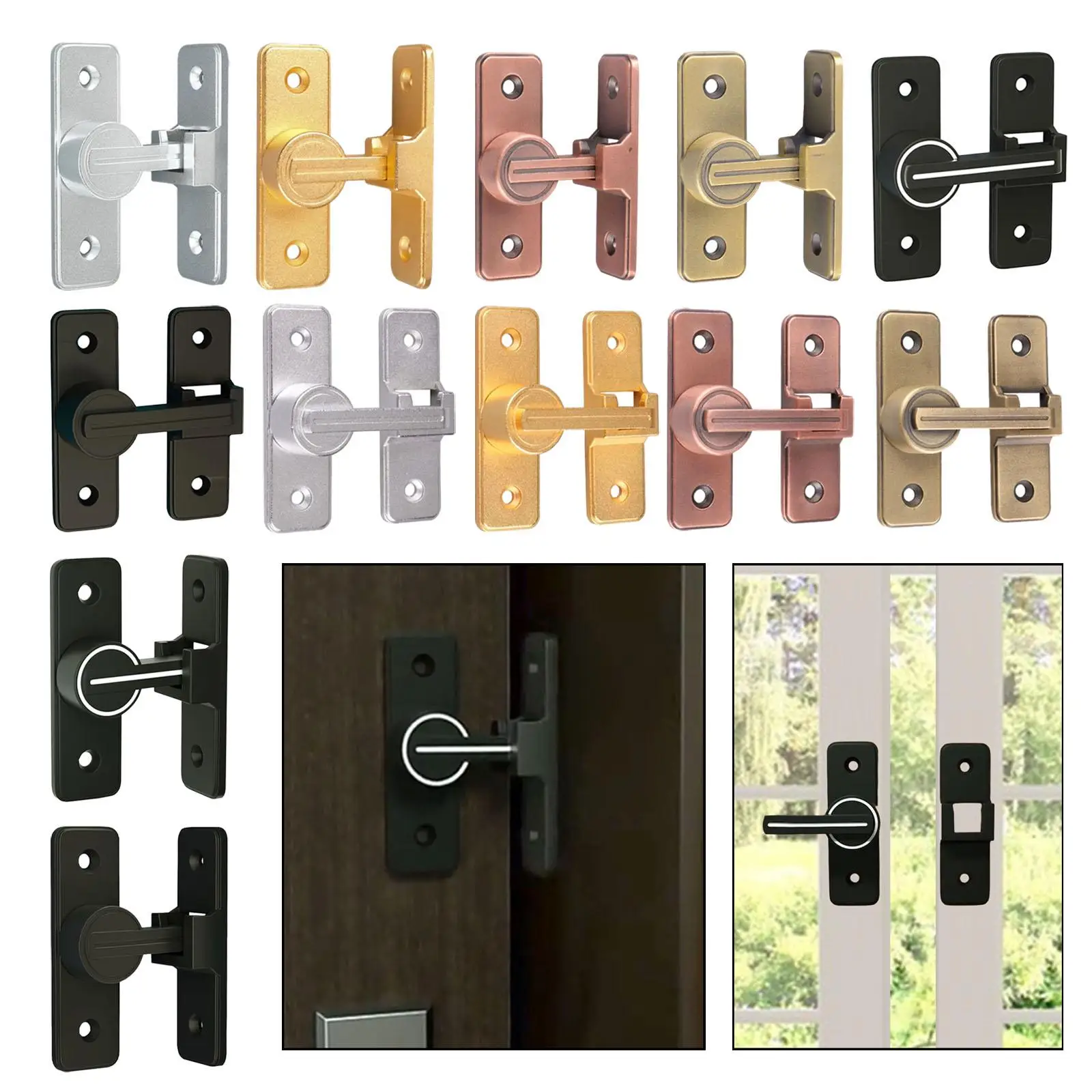 กลอนประตูทนทาน 90 องศา ป้องกันการโจรกรรม อุปกรณ์ล็อคประตูบ้าน ล็อคประตูเพื่อความปลอดภัยสำหรับตู้ ลานบ้าน สำนักงาน โรงนา ห้องน้ำ 1