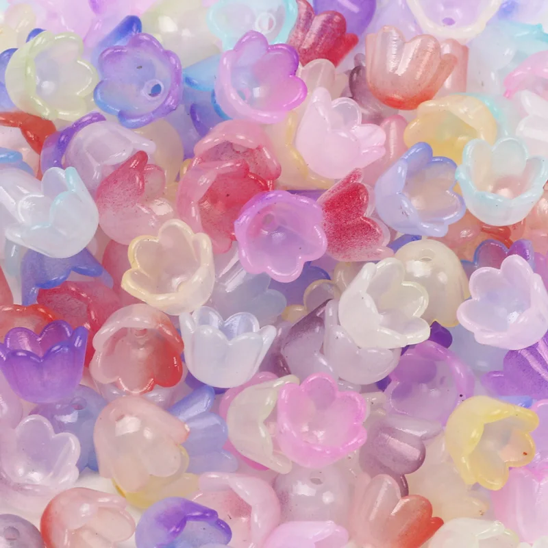 Flower Acrylic Beads Charms Bead Caps Loose Spacer Jewelry Making Diy Bracelet Necklace Accessories 100pcs