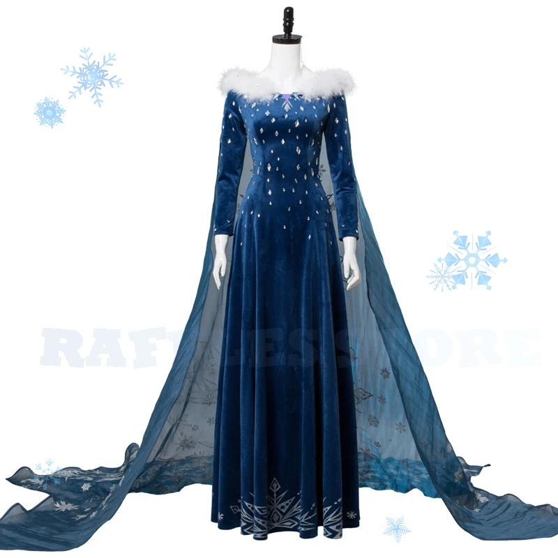 

Ice Winter Queen Princess Cosplay Costume Elsa Blue Fantasia Dress For Halloween Party Women Girl Ball Dress up Stage Uniforms