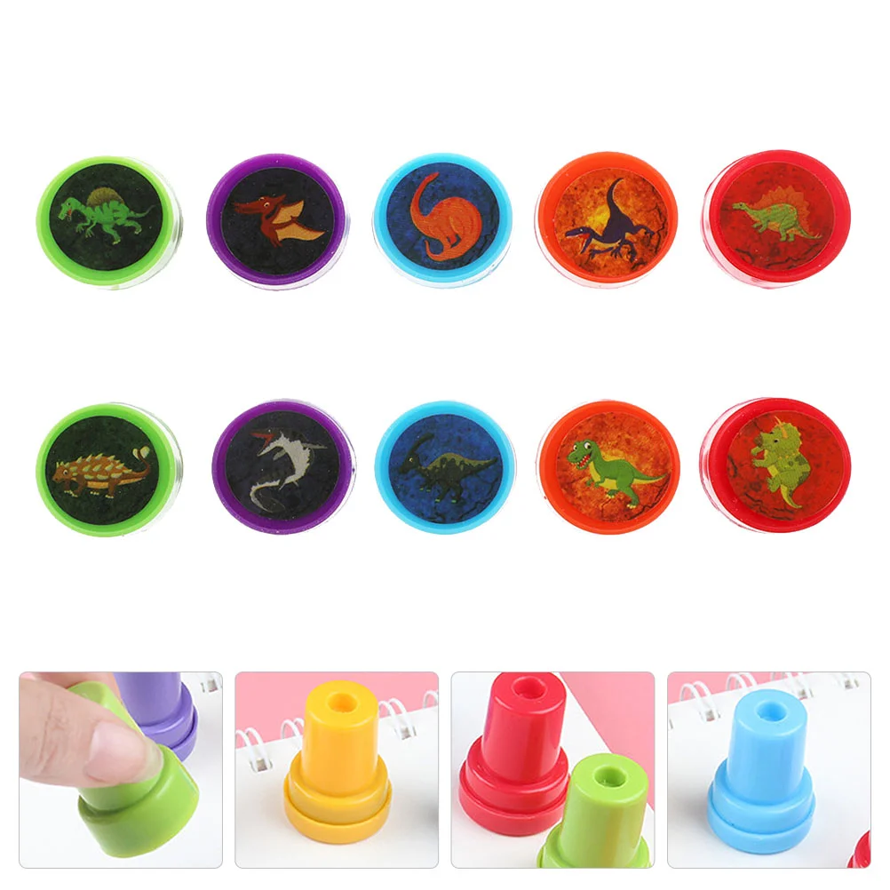 

10 Pcs Seal Stampers for Kids Cartoon Dinosaur Self-Ink Child